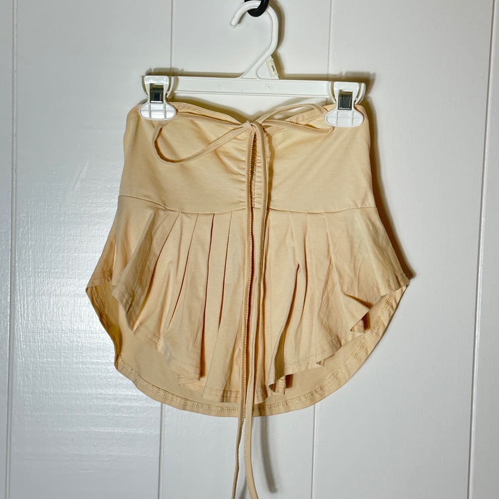 SHEIN Cream Strapless Peplum Top with Tie